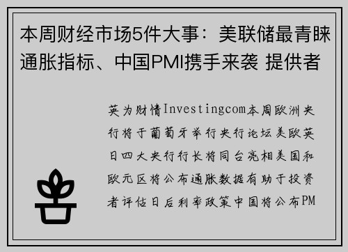 本周财经市场5件大事：美联储最青睐通胀指标、中国PMI携手来袭 提供者 Investingcom